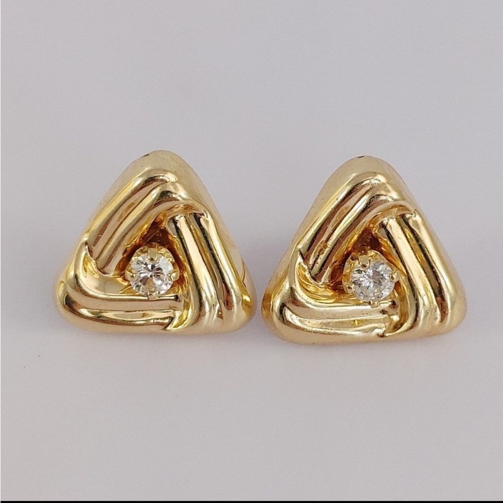 Beautiful Solid 14k Gold Triangular Stud Jacket E… - image 7